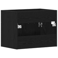 Mobile Lavabo da Bagno-Armadietto da bagno Rovere Nero 60x38,5x46 cm in Truciolato