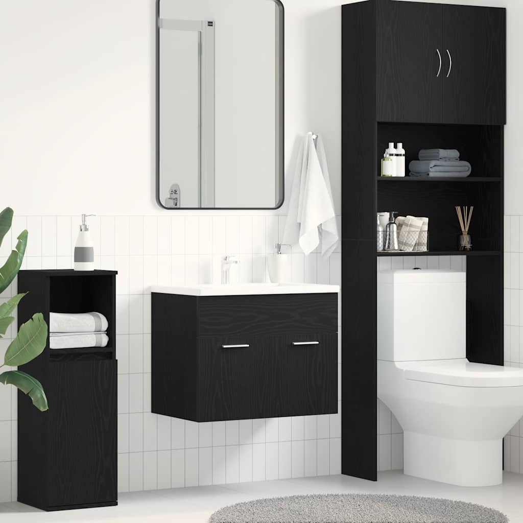Mobile Lavabo da Bagno Rovere Nero 60x38,5x46 cm in Truciolato 862025