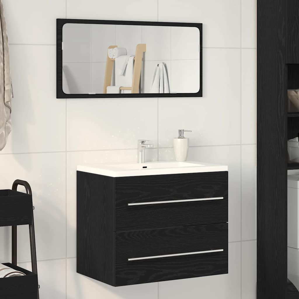 Mobile Lavabo da Bagno Rovere Nero 60x38,5x48 cm in Truciolato 862028