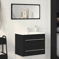 Mobile Lavabo da Bagno Rovere Nero 60x38,5x48 cm in Truciolato 862028