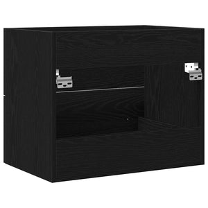 Mobile Lavabo da Bagno-Armadietto da bagno Rovere Nero 60x38,5x48 cm in Truciolato