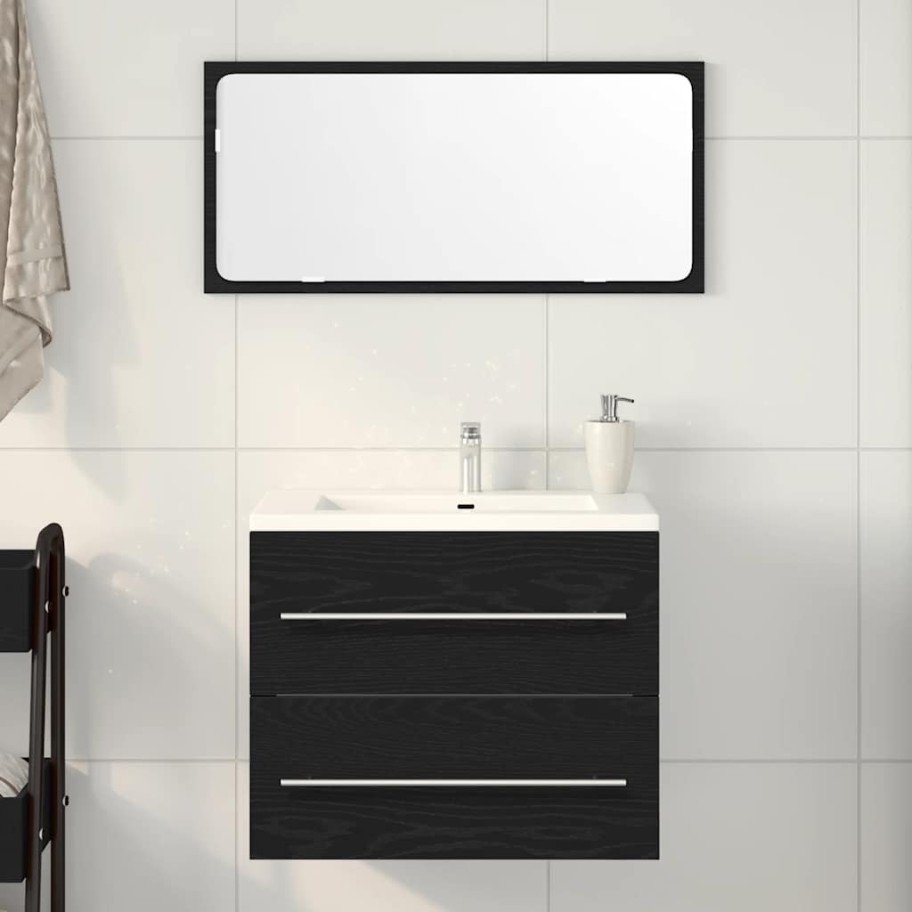 Mobile Lavabo da Bagno Rovere Nero 60x38,5x48 cm in Truciolato 862028