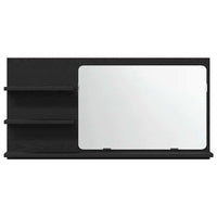 Mobiletto con Specchio per bagno-Armadietto a Specchio da Bagno Rovere Nero 90x11x45 cm in Legno Massello