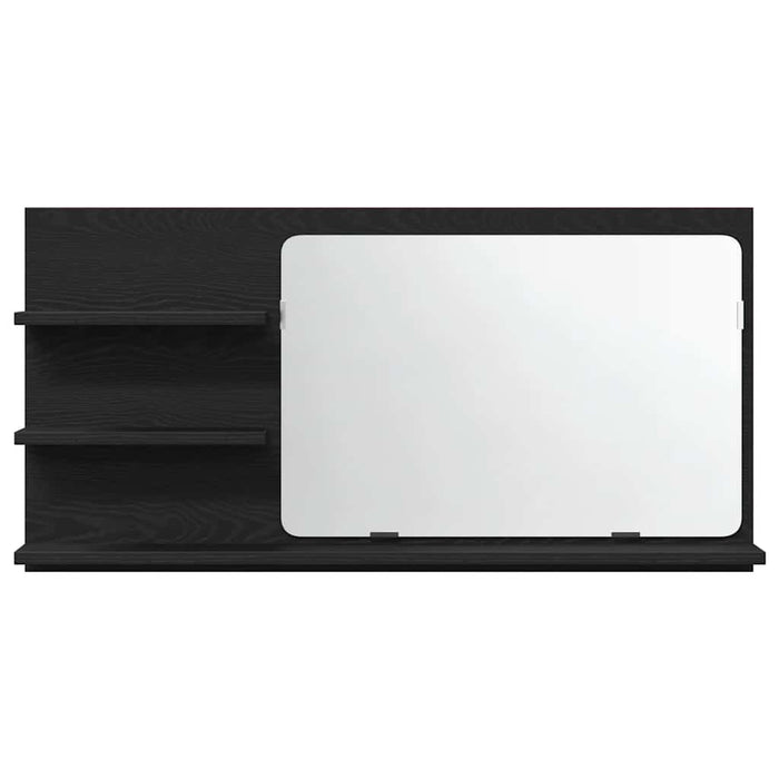 vidaXL Mobiletto con Specchio per Bagno Rovere Nero 90x11x45 cm in Legno Massello