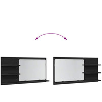 Mobiletto con Specchio per Bagno Rovere Nero 90x11x45 cm in Legno Massello 862029