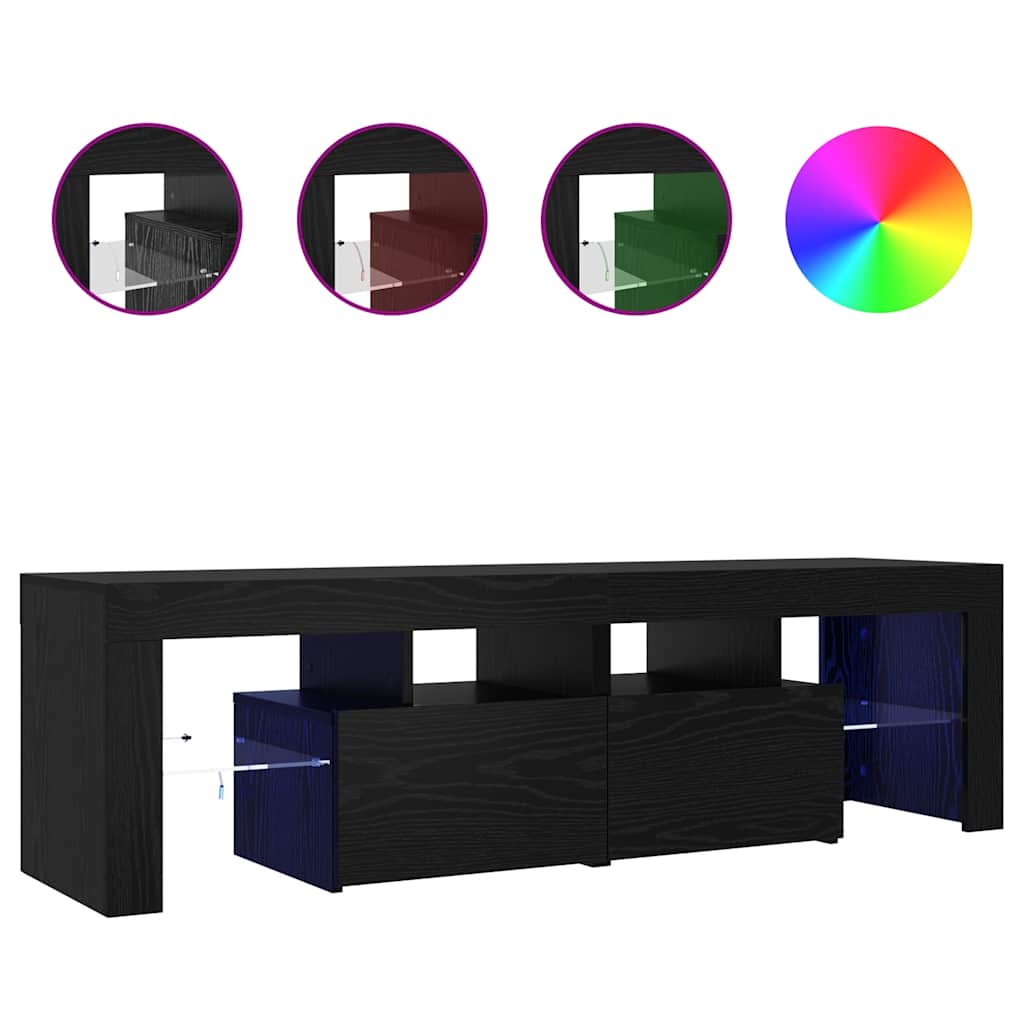 Mobile Porta TV con LED-Mobile per TV-Credenza TV Rovere Nero 140x36,5x40 cm Truciolato