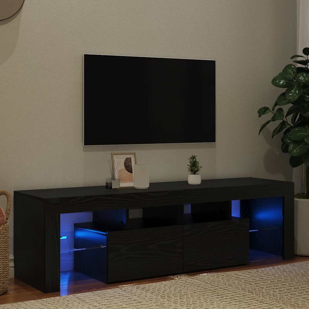 Mobile Porta TV con LED-Mobile per TV-Credenza TV Rovere Nero 140x36,5x40 cm Truciolato