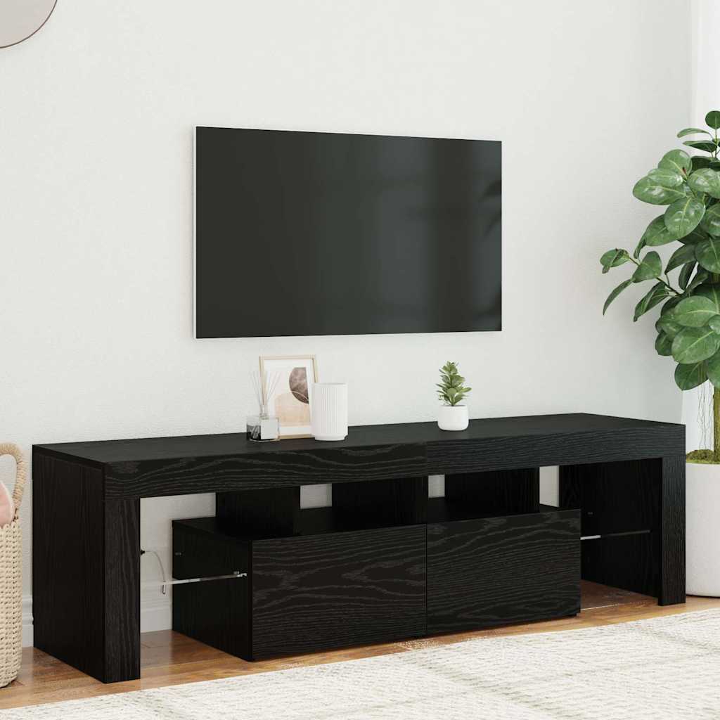 Mobile Porta TV con LED-Mobile per TV-Credenza TV Rovere Nero 140x36,5x40 cm Truciolato