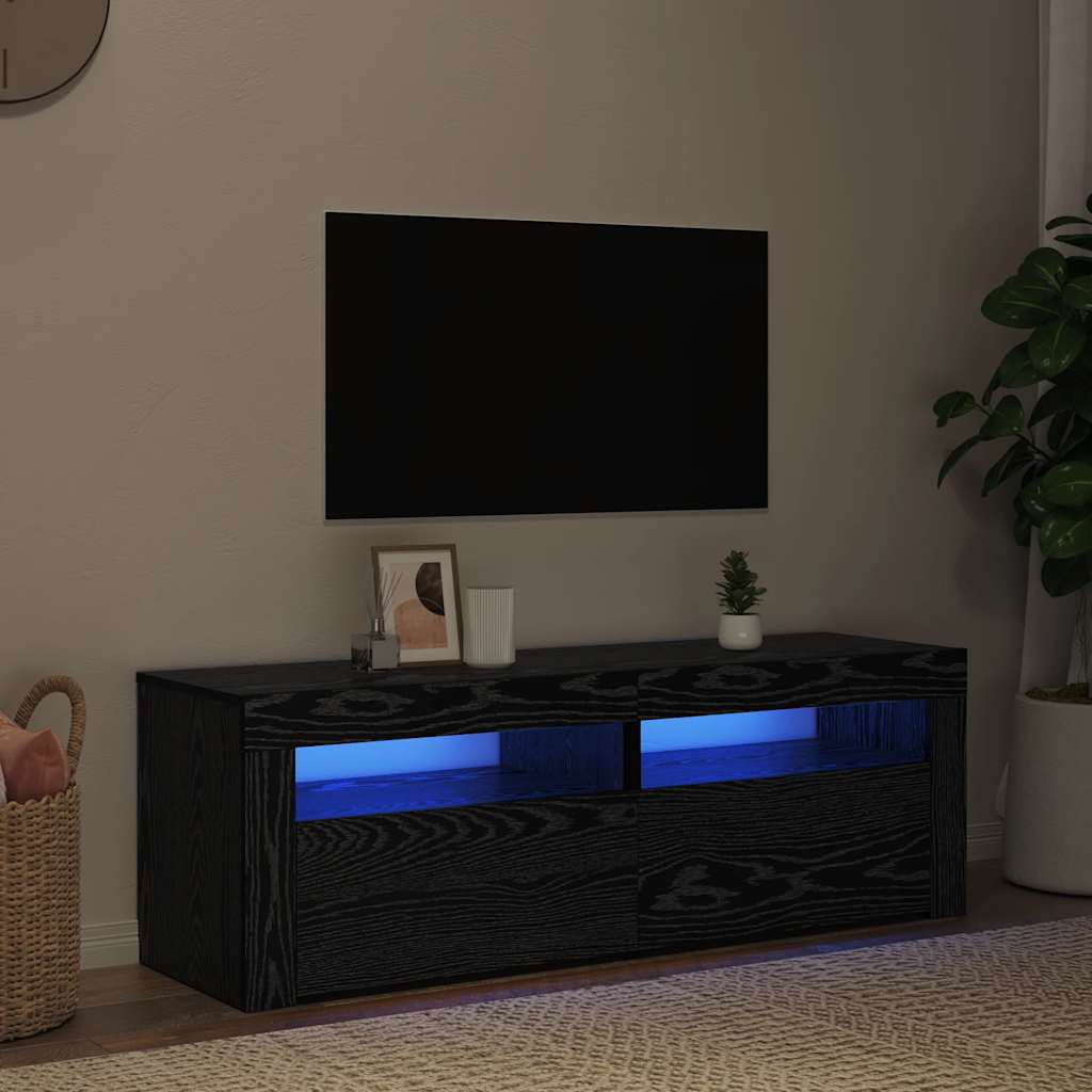 Mobile Porta TV con LED-Mobile per TV-Credenza TV Rovere Nero 120x35x40 cm Multistrato