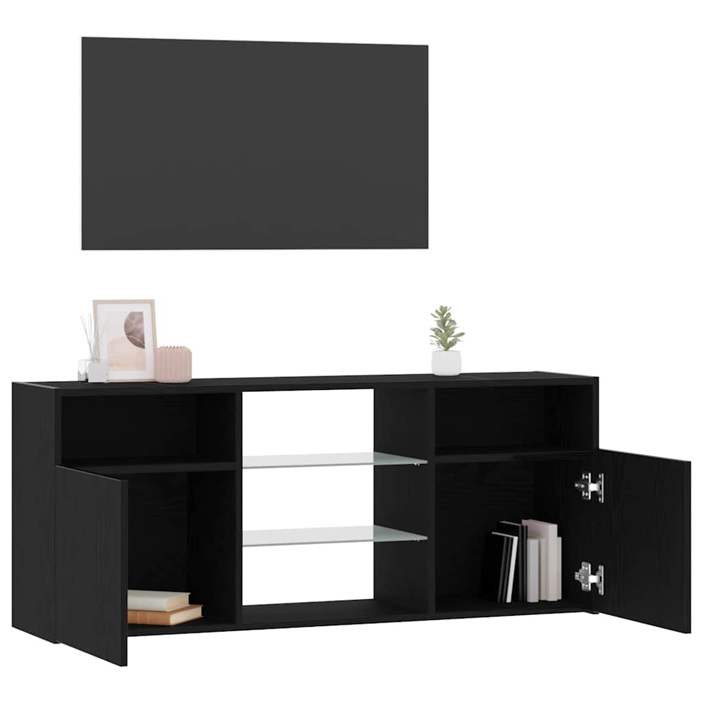 Mobile Porta TV con LED-Mobile per TV-Credenza TV Rovere Nero 120x30x50 cm Multistrato