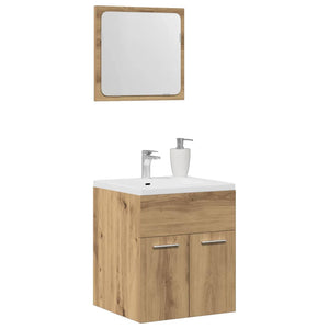 Set Mobili da Bagno 2 pz Rovere Artigianale Legno Multistrato 862037