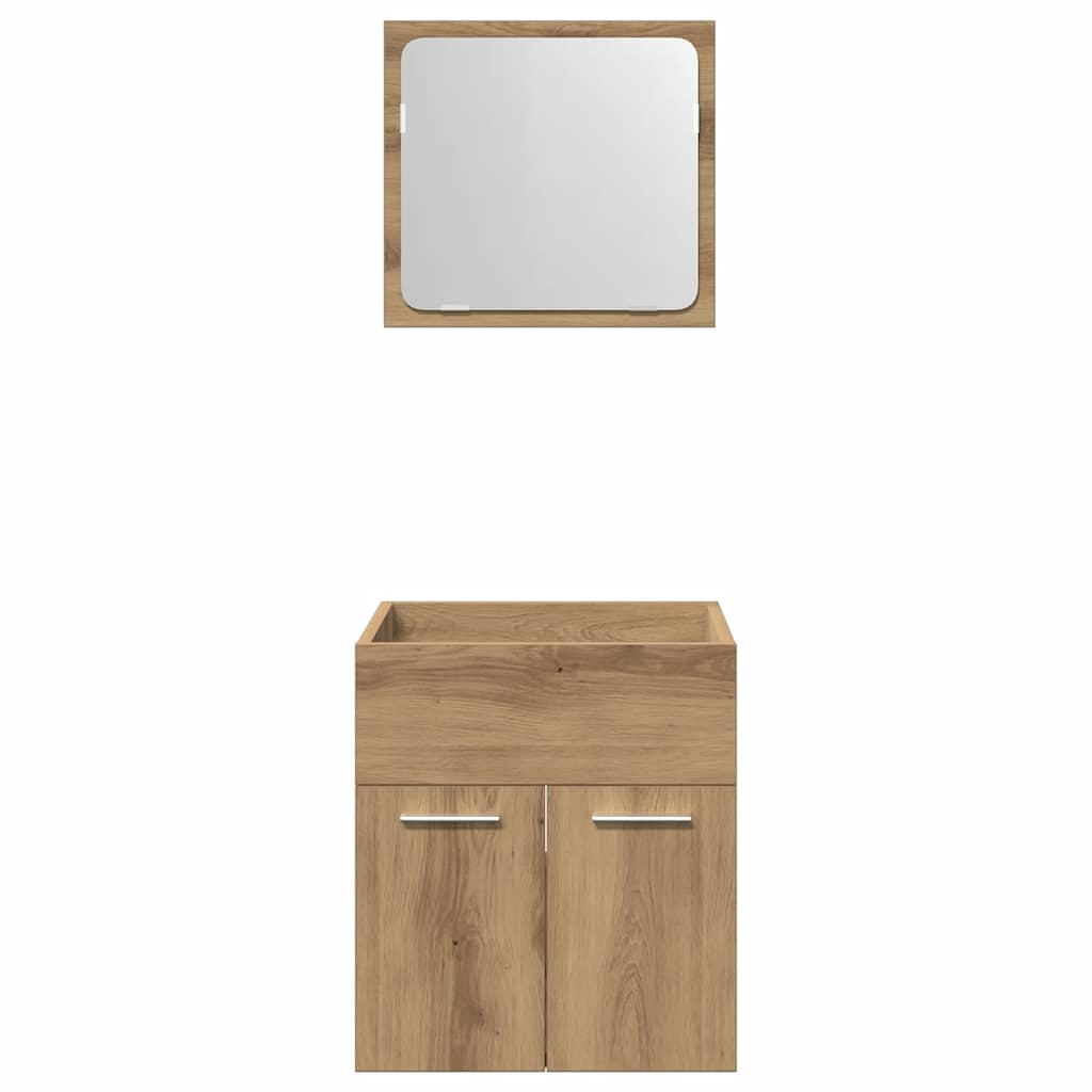 Set Mobili da Bagno 2 pz Rovere Artigianale Legno Multistrato 862037