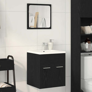 Set Mobili da Bagno 2 pz Rovere Nero in Legno Multistrato 862038