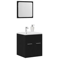 Set Mobili da Bagno 2 pz Rovere Nero in Legno Multistrato 862038