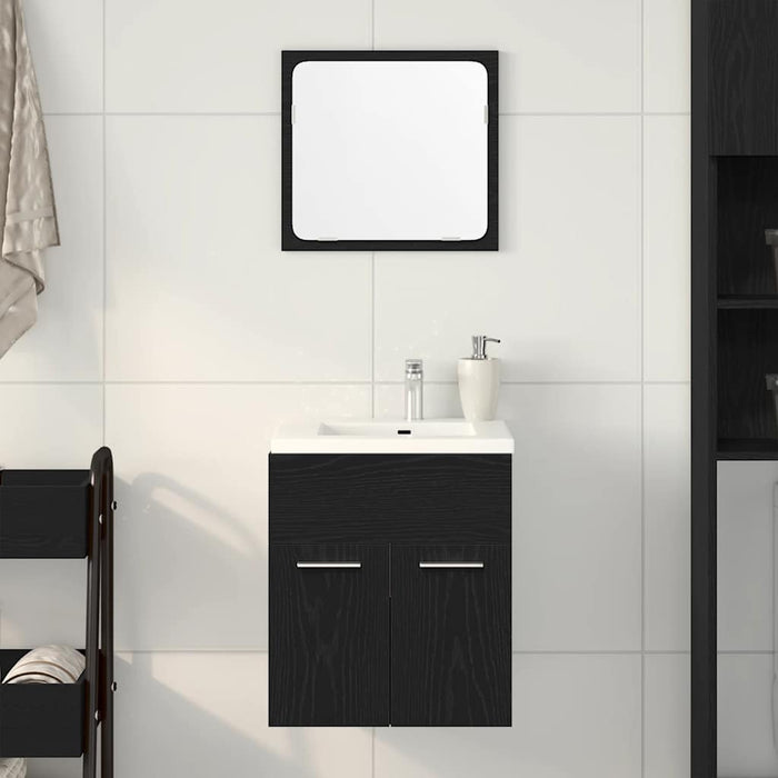 vidaXL Set Mobili da Bagno 2 pz Rovere Nero in Legno Multistrato