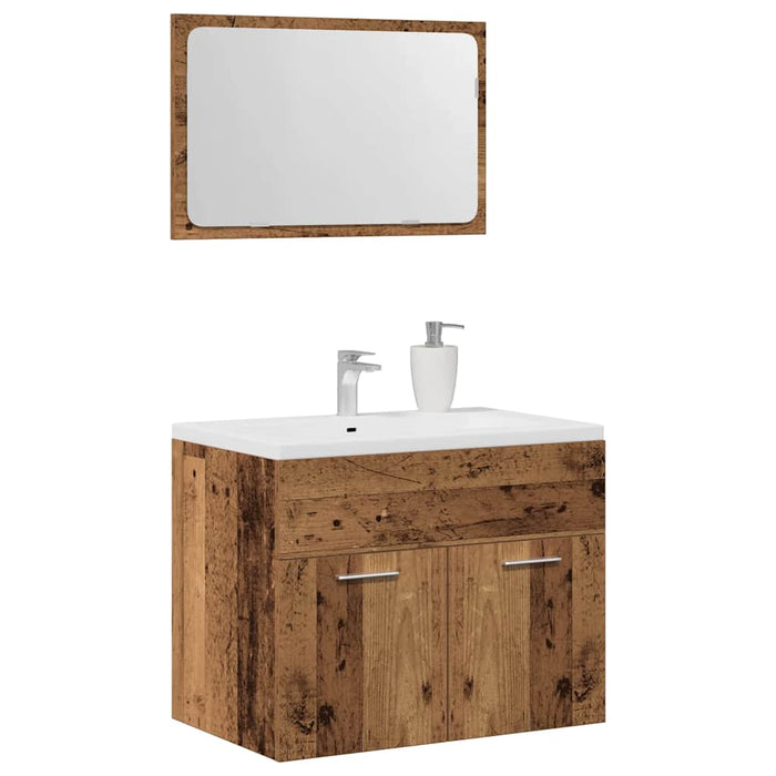 Set Mobili da Bagno 2 pz Legno Antico in Legno Multistrato 862039