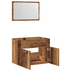 Set Mobili da Bagno 2 pz Legno Antico in Legno Multistrato 862039