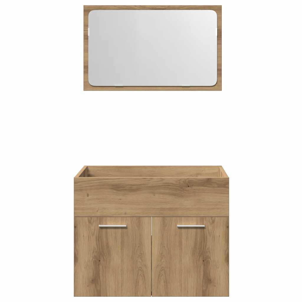 Set Mobili da Bagno 2 pz Rovere Artigianale Legno Multistrato 862040