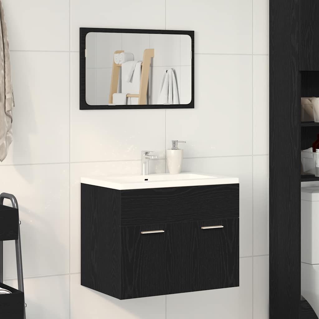 Set Mobili da Bagno 2 pz Rovere Nero in Legno Multistrato 862041