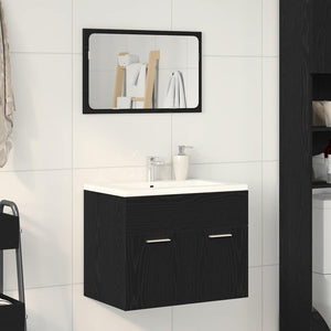 Set Mobili da Bagno 2 pz Rovere Nero in Legno Multistrato 862041
