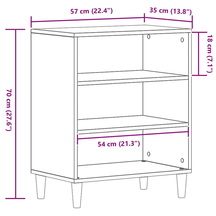 Credenza Rovere nero 57 x 35 x 70 cm Legno multistrato 862043