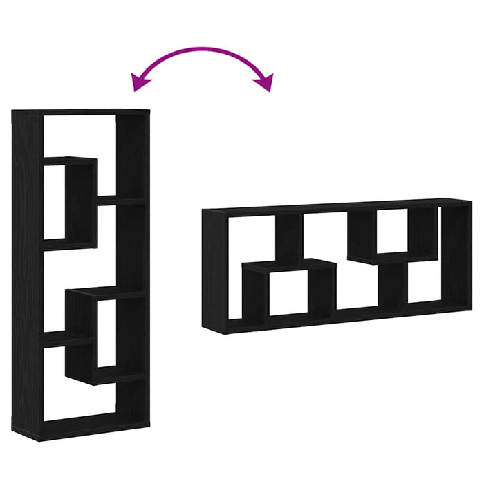 Mensola da parete in rovere nero 36x16x90 cm in legno composito 862050
