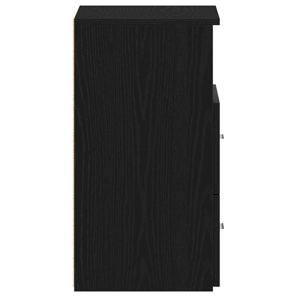 Comodino-Tavolino da notte Rovere Nero 50 x 32 x 60cm Legno multistrato