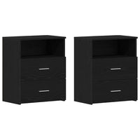 Comodino 2 pz-Set di 2 Tavolino da notte Rovere Nero 50 x 32 x 60cm Legno multistrato