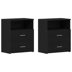 Comodino 2 pz-Set di 2 Tavolino da notte Rovere Nero 50 x 32 x 60cm Legno multistrato