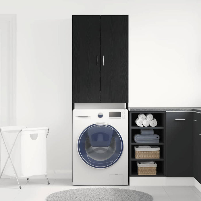 vidaXL Mobile per Lavatrice Rovere Nero 64x25,5x190 cm