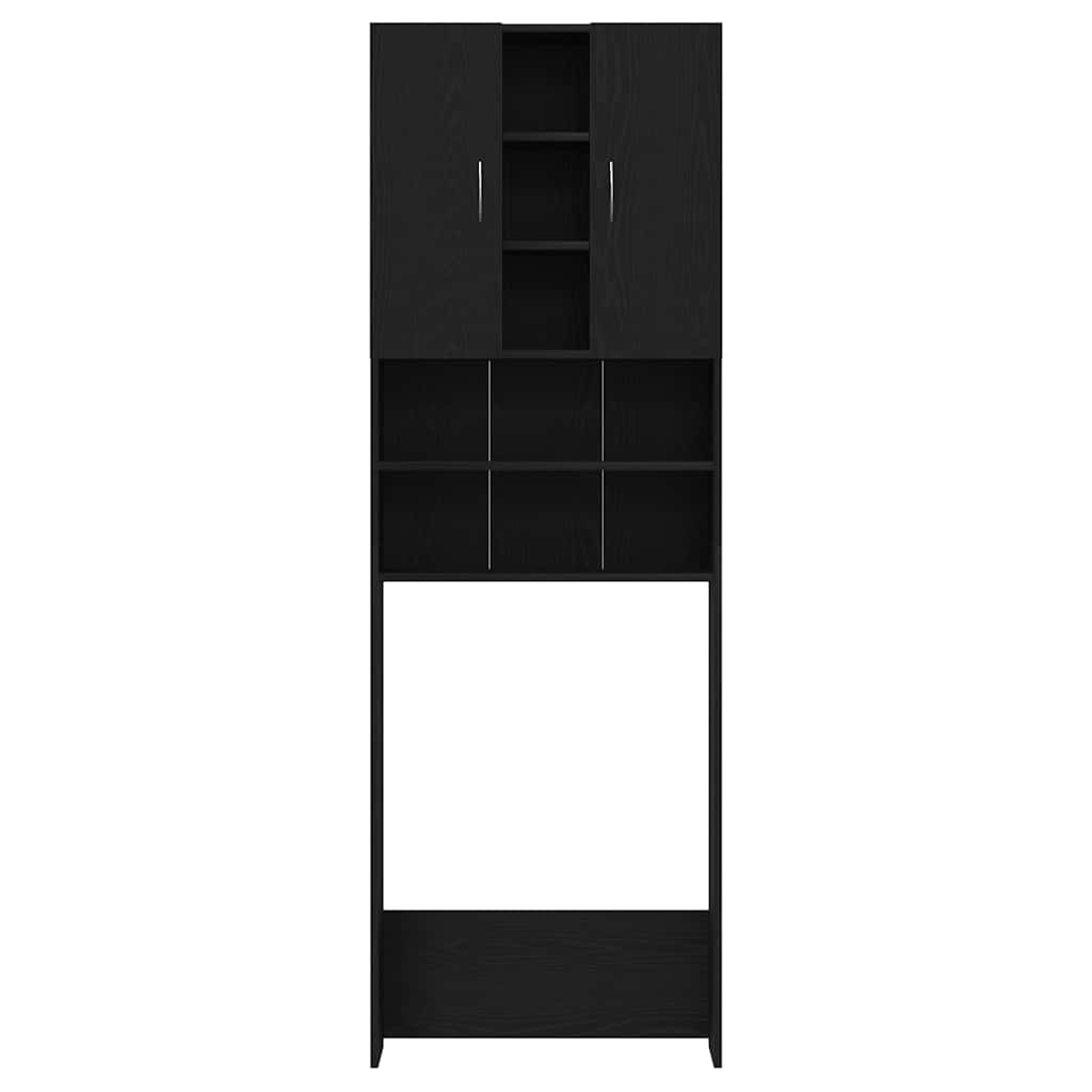 Mobile per Lavatrice Rovere Nero 64x25,5x190 cm 862065