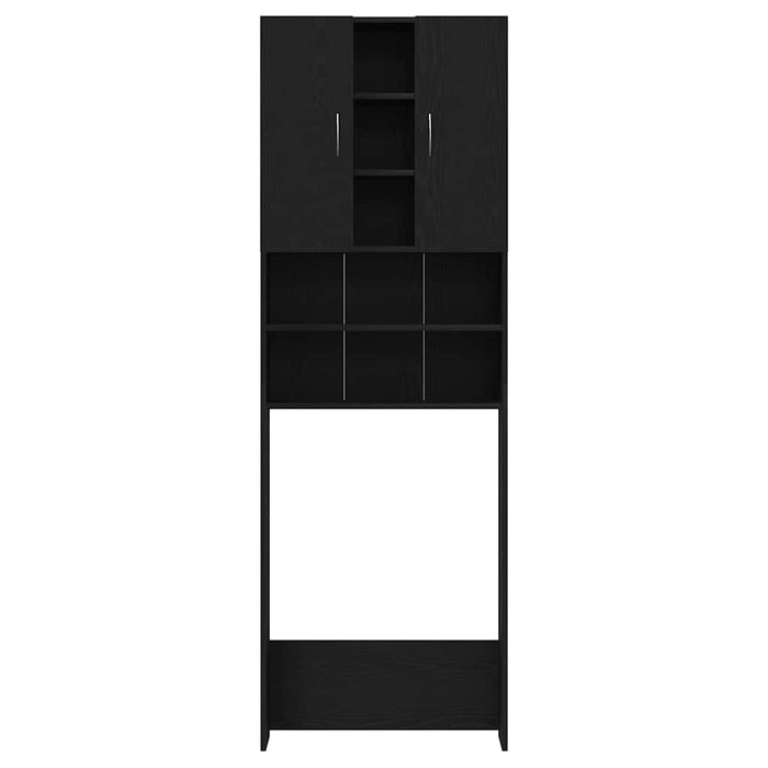 Mobile per Lavatrice Rovere Nero 64x25,5x190 cm 862065