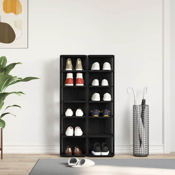 Scarpiere 2 pz Rovere Nero 25x27x102 cm in Legno Multistrato 862067