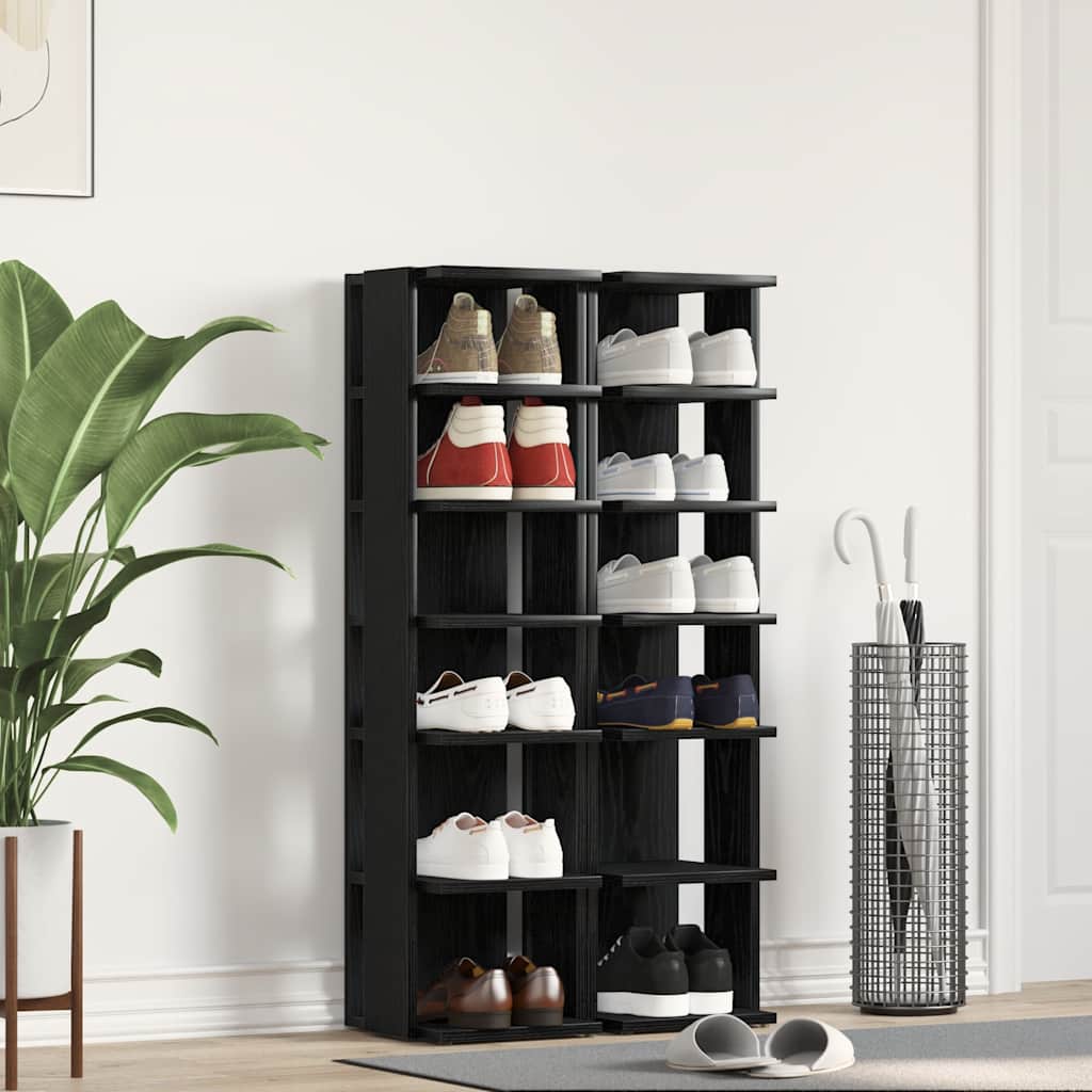 Scarpiere 2 pz Rovere Nero 25x27x102 cm in Legno Multistrato 862067