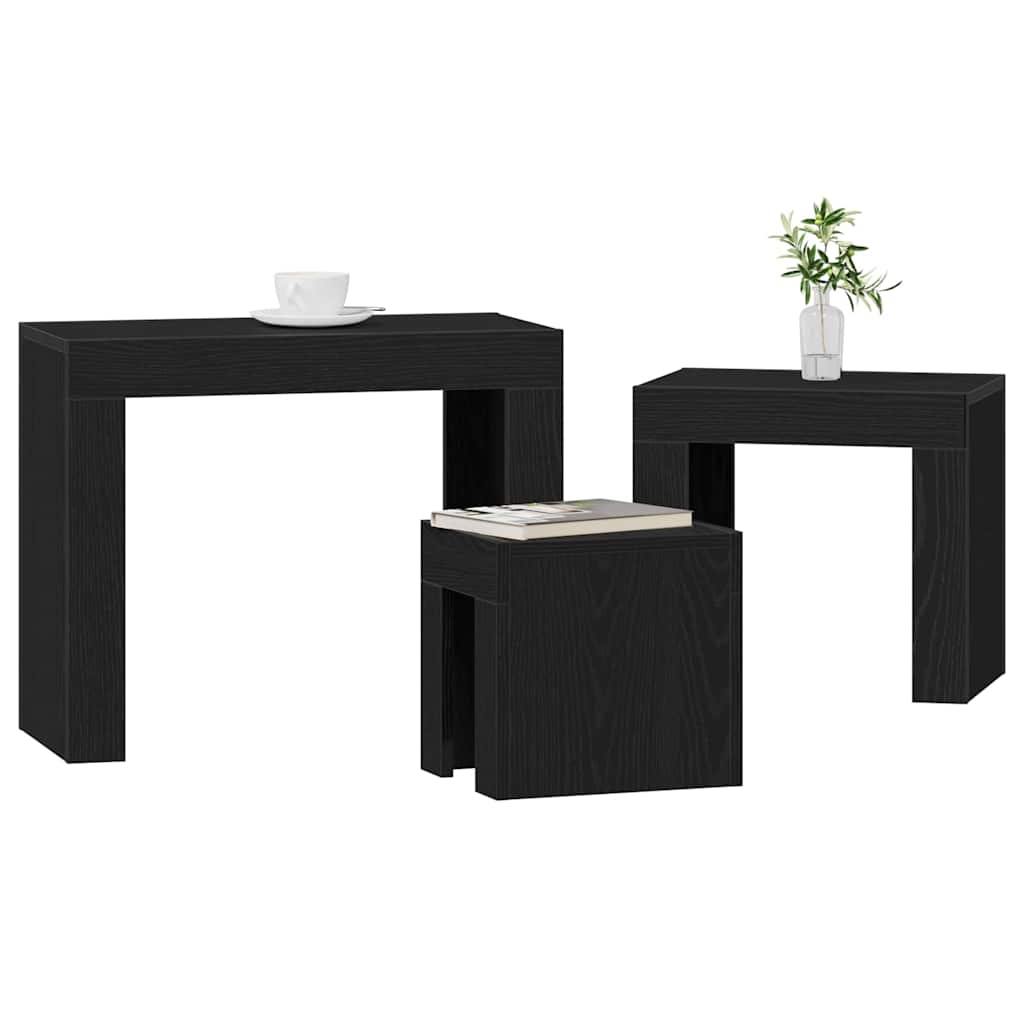 Tavolo Nesting 3 pcs Rovere nero 61 x 30 x 50 cm 862070