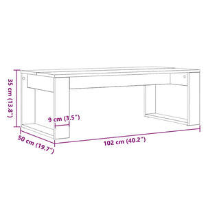 Tavolo da Caffè Rovere nero 102 x 50 x 35 cm Legno multistrato 862071