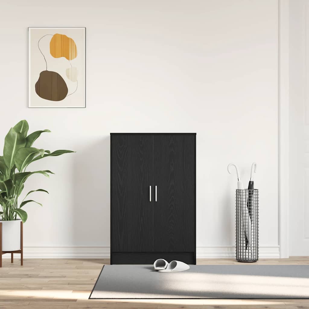 Scarpiera Rovere Rovere Nero 60x35x92 cm in Legno Multistrato