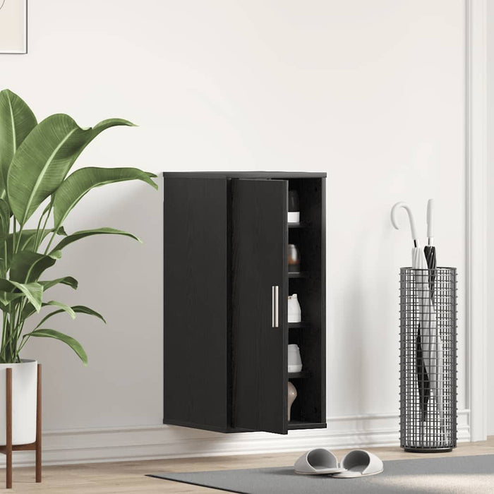 Scarpiera Rovere Rovere Nero 32x35x70 cm in Legno Multistrato