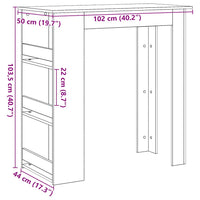 Tavolo da Bar con Ripiani Rovere Nero 102x50x103,5cm Truciolato 862079