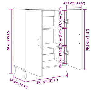 vidaXL Credenza Rovere Nero 69,5x34x90 cm in Legno Multistrato