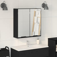 Mobiletto per specchio con porta-Armadietto a Specchio da Bagno Rovere Nero 64 x 20 x 67 cm