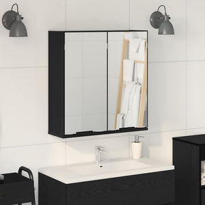 Armadietto da bagno con specchio Rovere nero 64 x 20 x 67 cm 862096