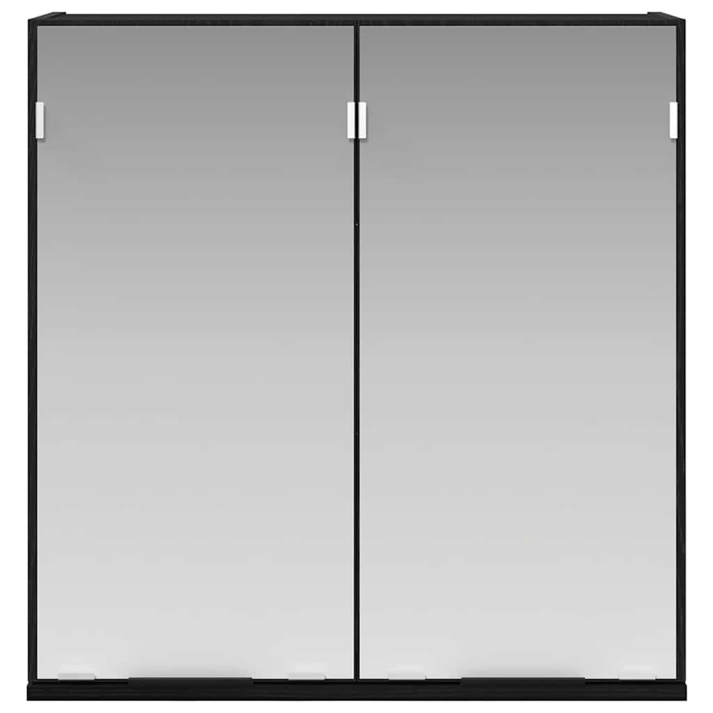 Mobiletto per specchio con porta-Armadietto a Specchio da Bagno Rovere Nero 64 x 20 x 67 cm