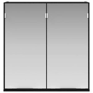 Mobiletto per specchio con porta-Armadietto a Specchio da Bagno Rovere Nero 64 x 20 x 67 cm