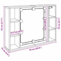 Mobiletto per specchio con specchio Rovere Nero 76 x 15 x 55 cm 862104