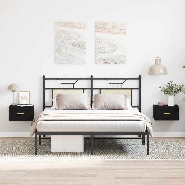 Mobiletto da comodino a parete con cassetto 2 pz-Set di 2 Tavolino da notte Rovere Nero 606913