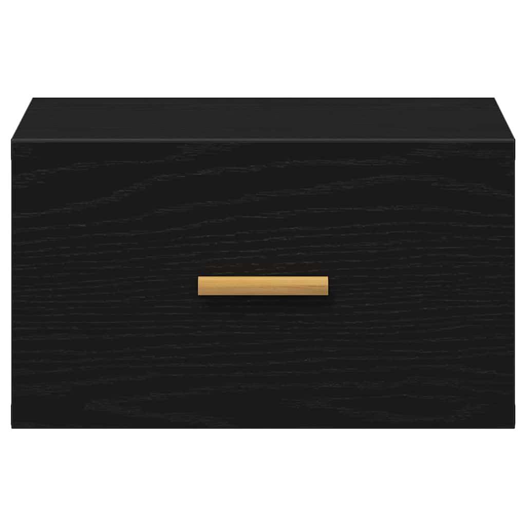 Mobiletto da comodino a parete con cassetto 2 pz-Set di 2 Tavolino da notte Rovere Nero 606913