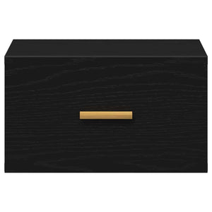 Mobiletto da comodino a parete con cassetto 2 pz-Set di 2 Tavolino da notte Rovere Nero 606913