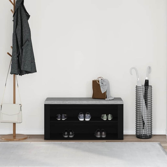 Panca Scarpiera Rovere Nero 100x35x45 cm in Legno di Argilla 862126