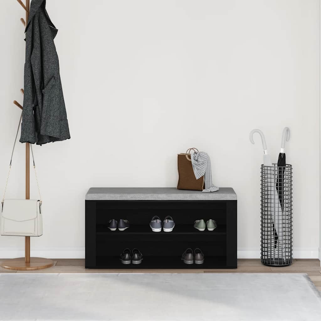 vidaXL Panca Scarpiera Rovere Nero 100x35x45 cm in Legno di Argilla